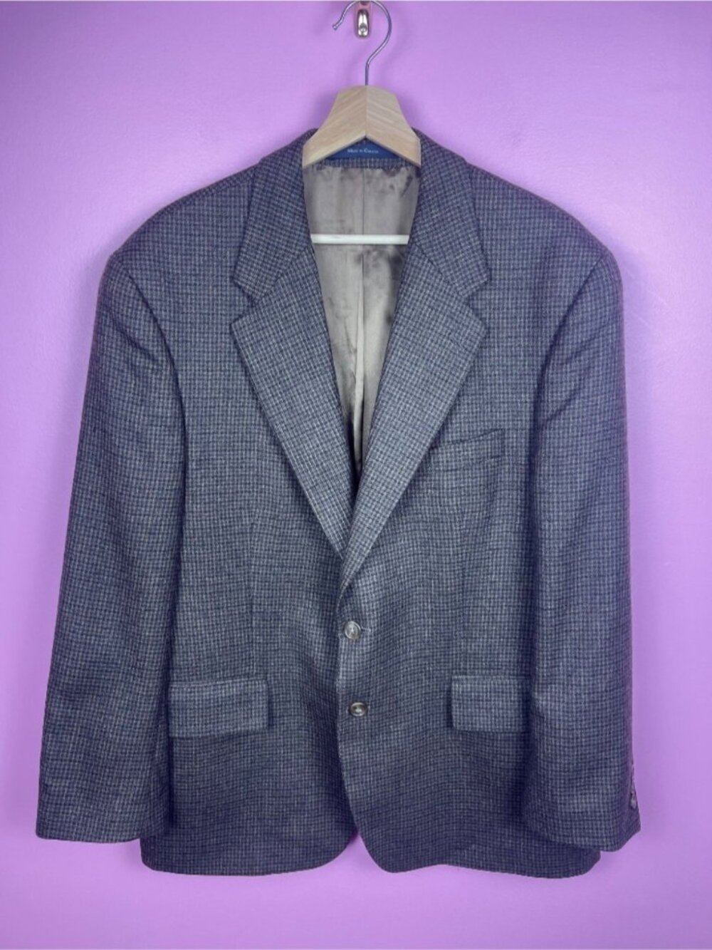 Chaps Ralph Lauren Vintage Houndstooth Tweed Sport Coat Wool Brown Men's 46R - Picture 4 of 13